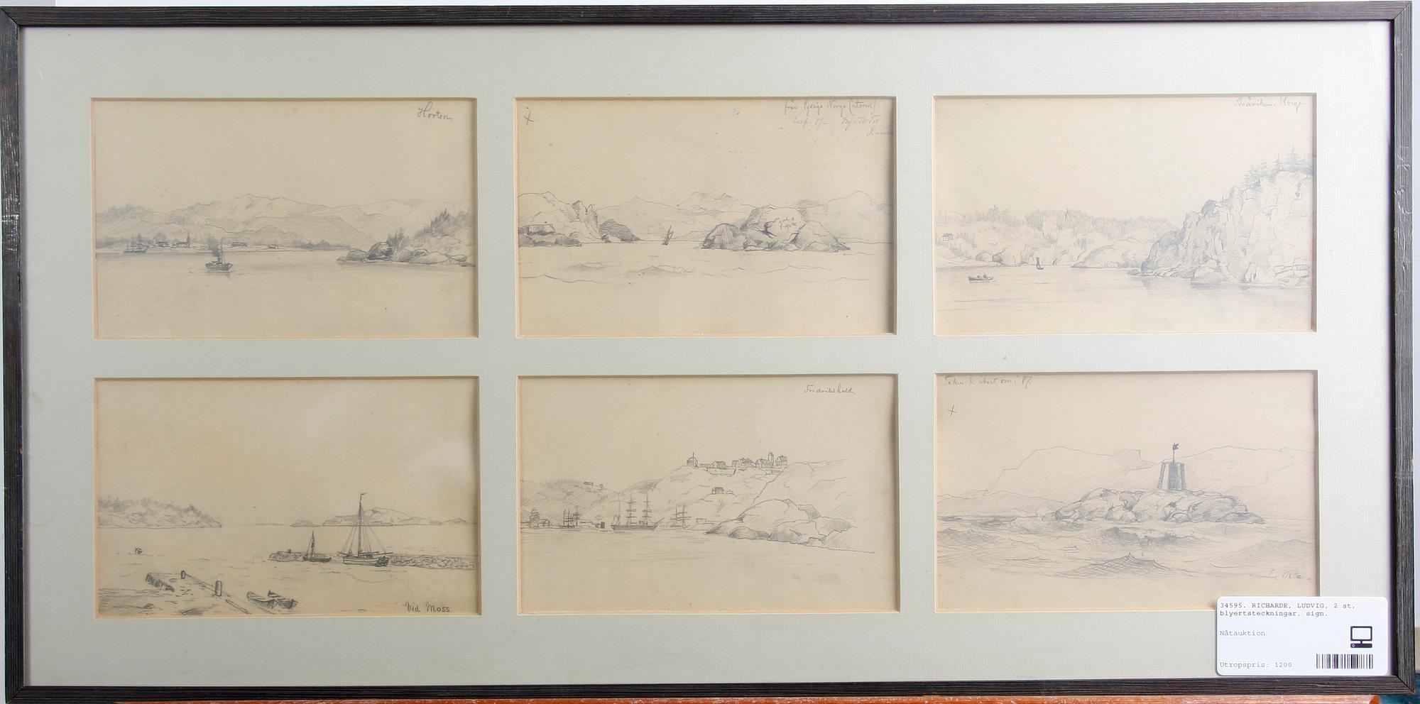 RICHARDE, LUDVIG, 2 st, blyertsteckningar, sign.