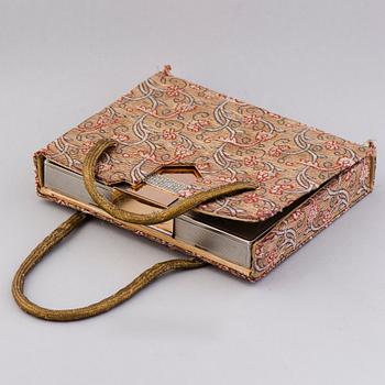 A MAKE-UP CASE, base metal, 18K gold, rose cut diamonds. Van Cleef & Arpels, Paris 1930s.