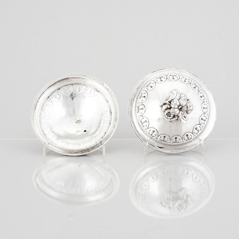 A pair of Swedish Gustavian silver sugar bowls, mark of Lars Boye, Stockholm 1776.