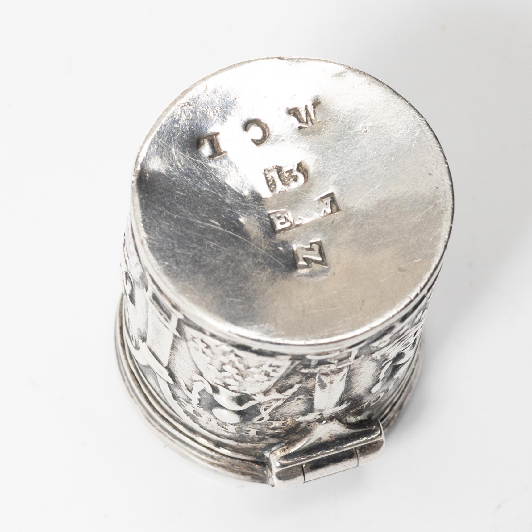 A German silver engagement box, mark of Elias Rütterswürden, Elberfeld, late 18th Century.