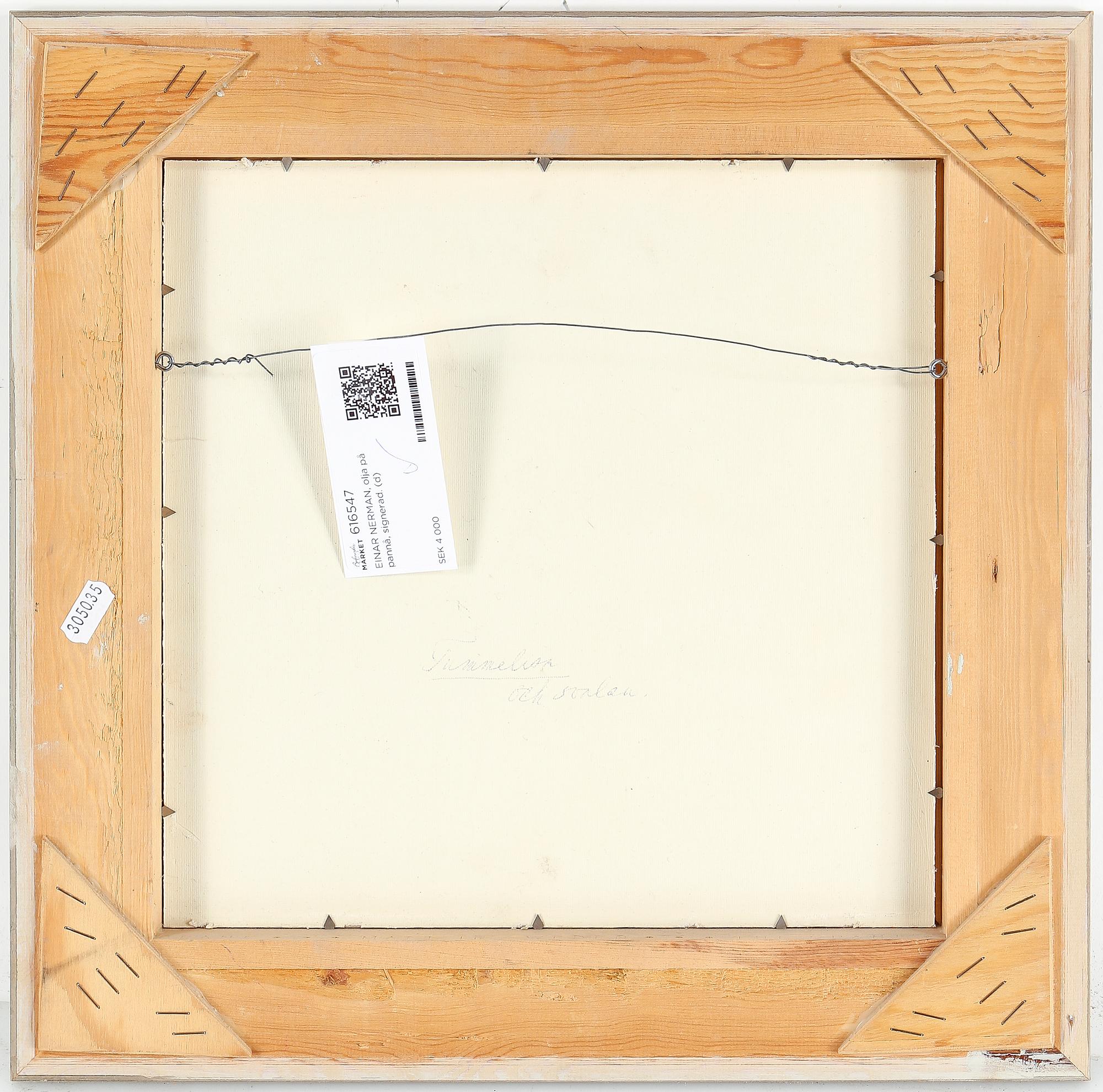 EINAR NERMAN, olja på pannå, signerad.