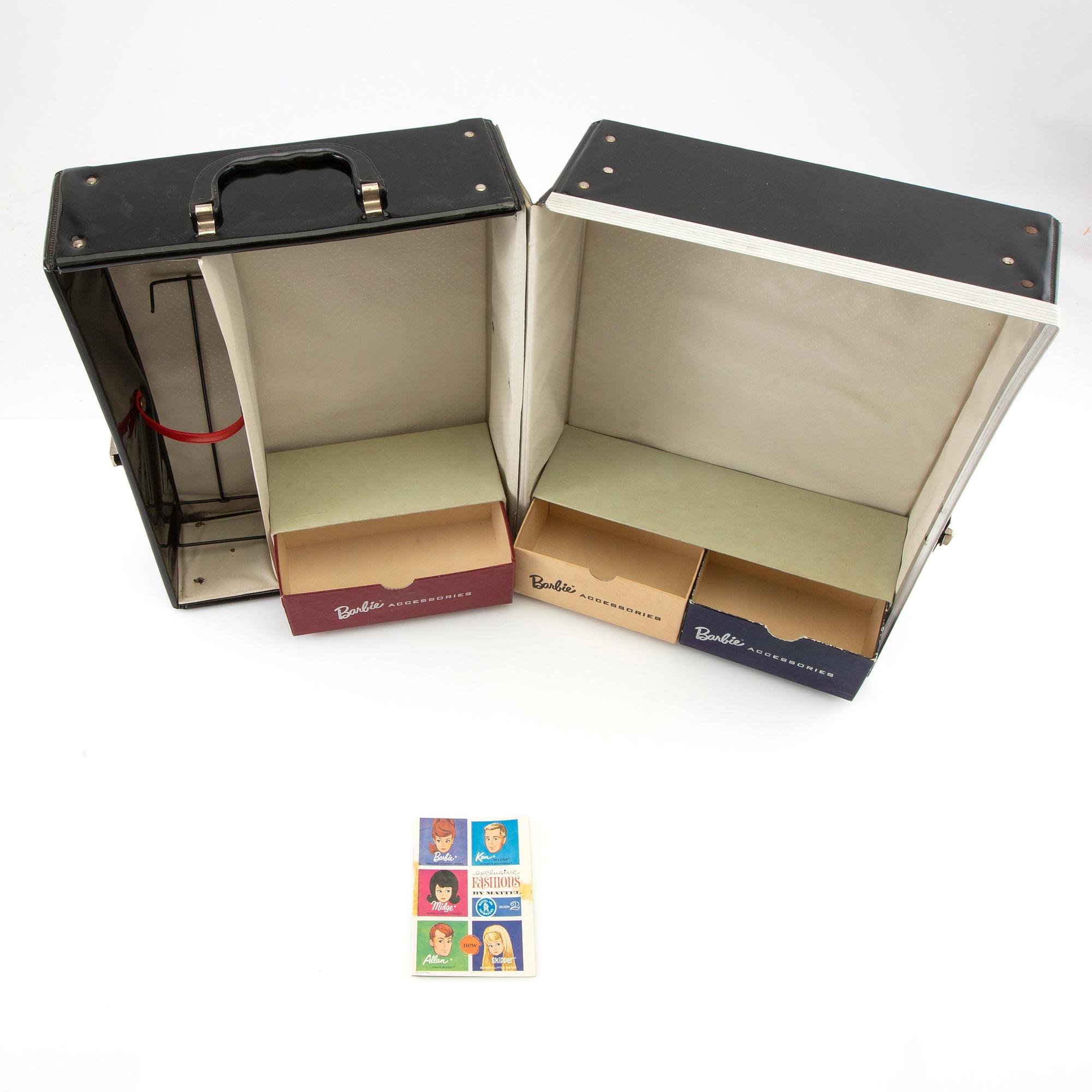Barbie wardrobe along with clothes and accessories, 1960s, including "Barbie babysits" 1963.