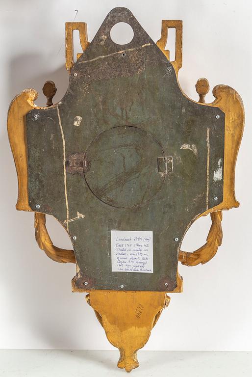 A Gustavian wall clock, dial signed Petter Lundmark, Stockholm. Late 18th century.