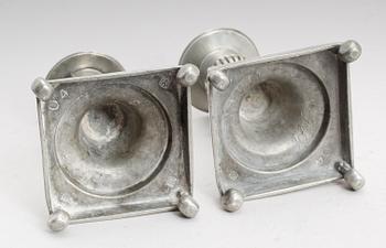 LJUSSTAKAR, 1 par, tenn, IP Fagerström, Kalmar 1844.