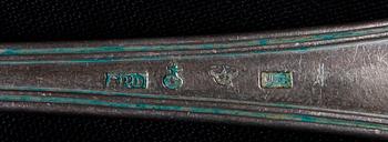 BESTICK, 7 st, silver, olika mästare bla Pehr Alfred Weström Uppsala 1863.