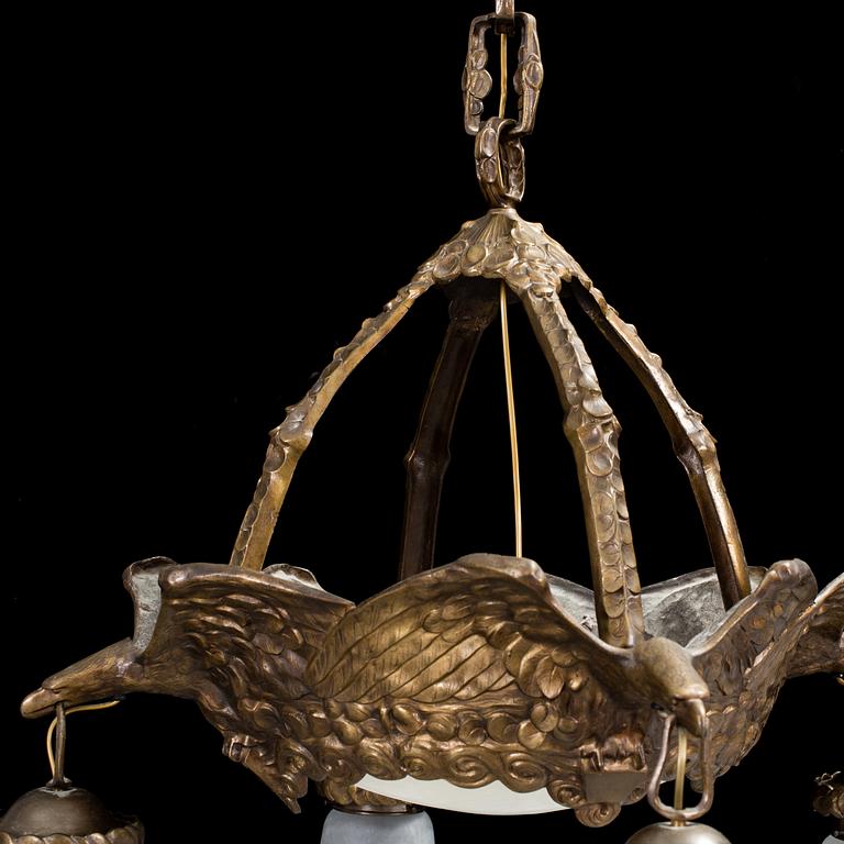 ALICE NORDIN, Attributed to, a Jugend ceiling light from Böhlmarks. Height ca 105 cm.