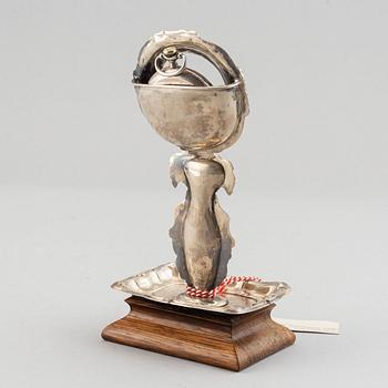 A swedish silver pocket watch stand, mark of William Lyon Gothenburg 1857.