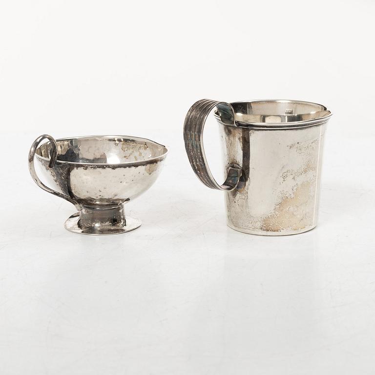 Nine similar silver punsch cups + one of other model, different makers, Sweden, 1945-55.