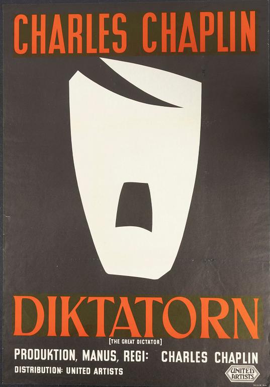 Filmaffisch, "Diktatorn (The Great Dictator)", 1958.