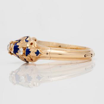 An early Victorian old-cut diamond and enamel bracelet, made in Stockholm 1846 by Fredrik and Wilhelm Zethelius.