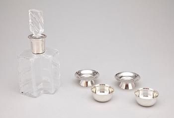 PARTI SILVER, 5 delar,bla CF Carlman, Stockholm 1951. Tot vikt exkl glas ca 167 gram.