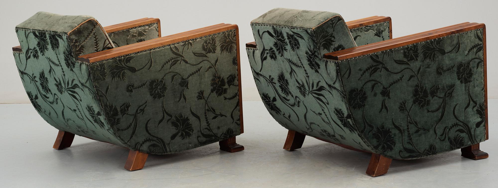 FÅTÖLJER, ett par, art deco, 1930-tal.