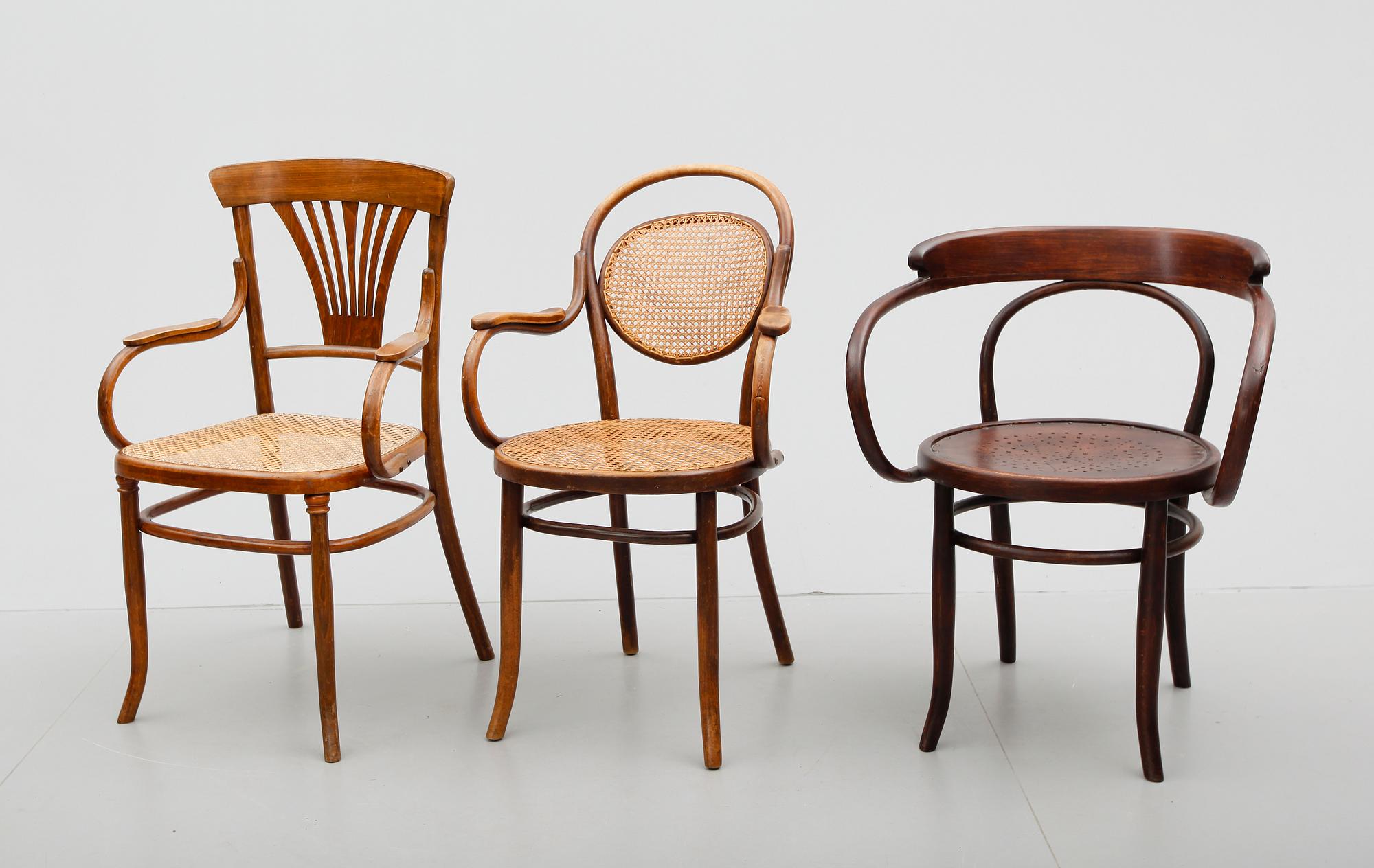 KARMSTOLAR, 3 st, bla Thonet, 1900-talets första hälft.