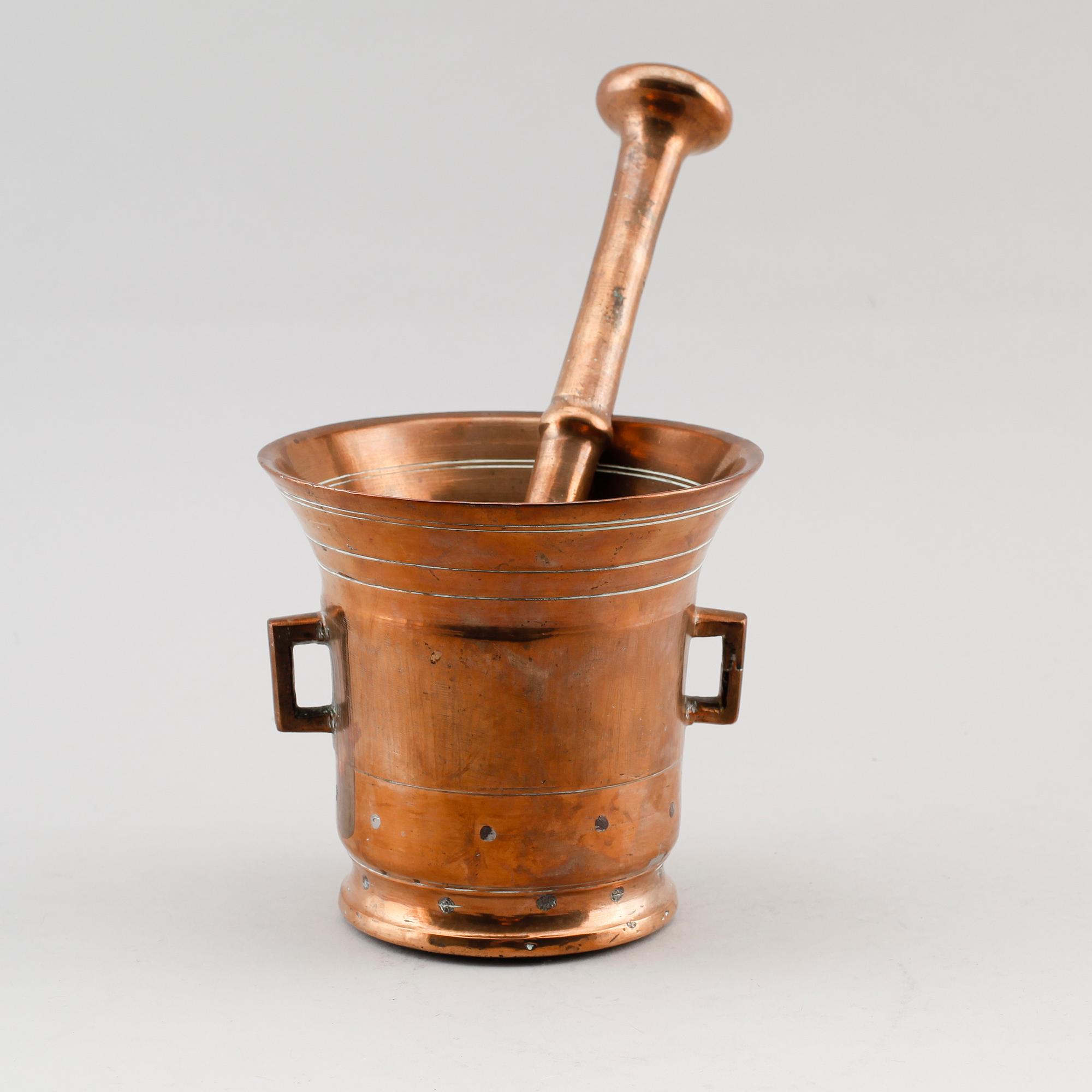 MORTEL MED STÖT, mässing, 1800-tal.