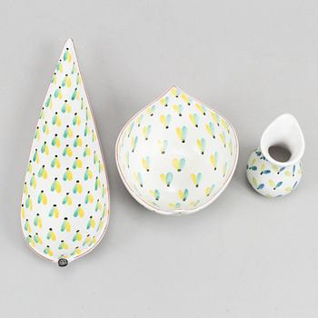 Stig Lindberg, an earthenware dish, bowl and jug, Gustavsberg studio.