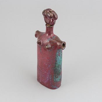 Stig Lindberg, a parian figurine and a stoneware flask with cover, Gustavsberg.