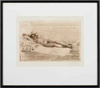 Anders Zorn · Anders Zorn, etsning, signerad i blyerts, signerad och daterad 1914 i plåten.