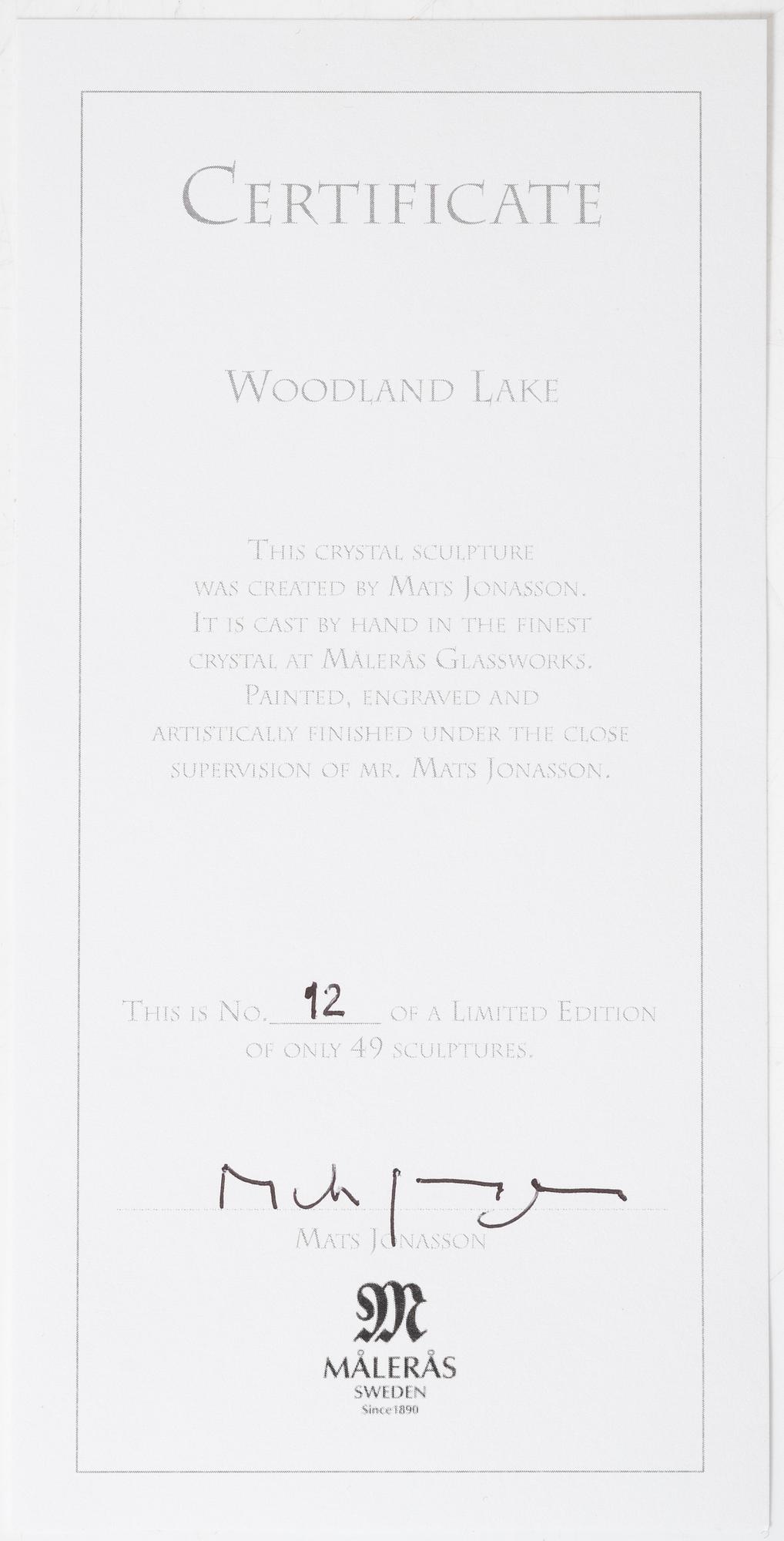 Mats Jonasson, a glass sculpture "Woodland Lake", Målerås Glasbruk, Sweden.