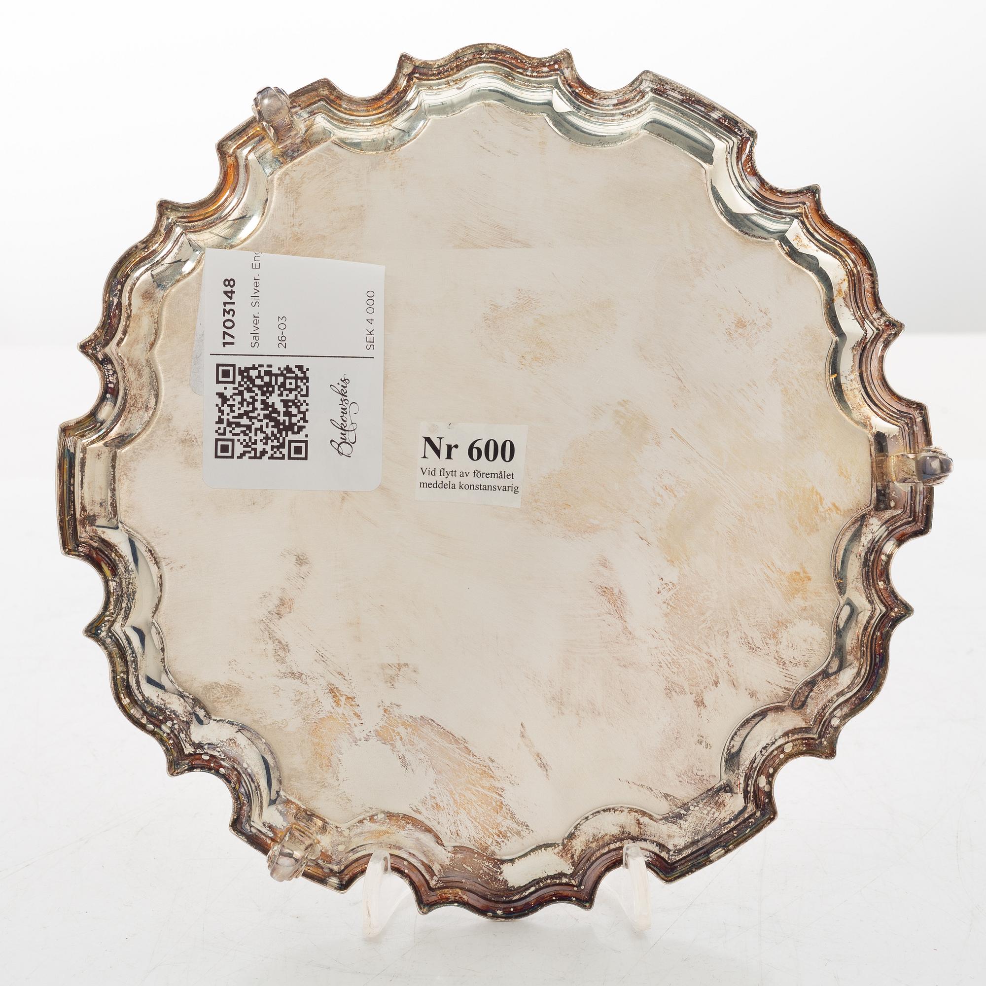 An English silver salver, mark of Carr's of Sheffield Ltd, Sheffield, 1998.