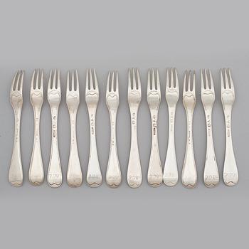 A set of twelve Swedish silver dinner-spoons, mark of Johan Leffler, Falun 1781 and 1794.