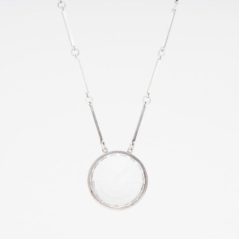 Wiwen Nilsson, a sterling silver and rock crystal pendant and chain, Lund, Sweden 1965.