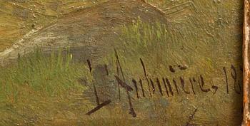 GEORGINA DE L'AUBINIERE, olja på pannå, signerad o daterad 1879.