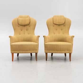 Carl Malmsten, a pair of "Farmor",  armchairs, O.H. Sjögren, Sweden, second half of the 20th century.