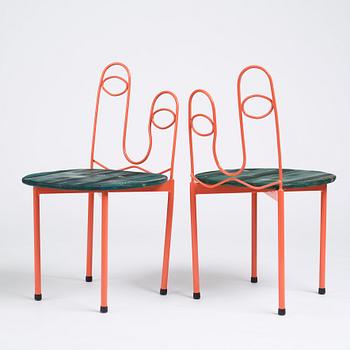 Fredrik Paulsen, Kristoffer Sundin and Simon Klenell, 4 chairs, made exclusively for the restaurant Omnipollo in Gothenburg Sweden, 2018.