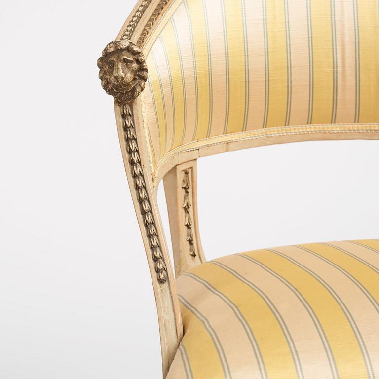 A pair of matched late Gustavian armchairs, Stockholm,  late 18th century.