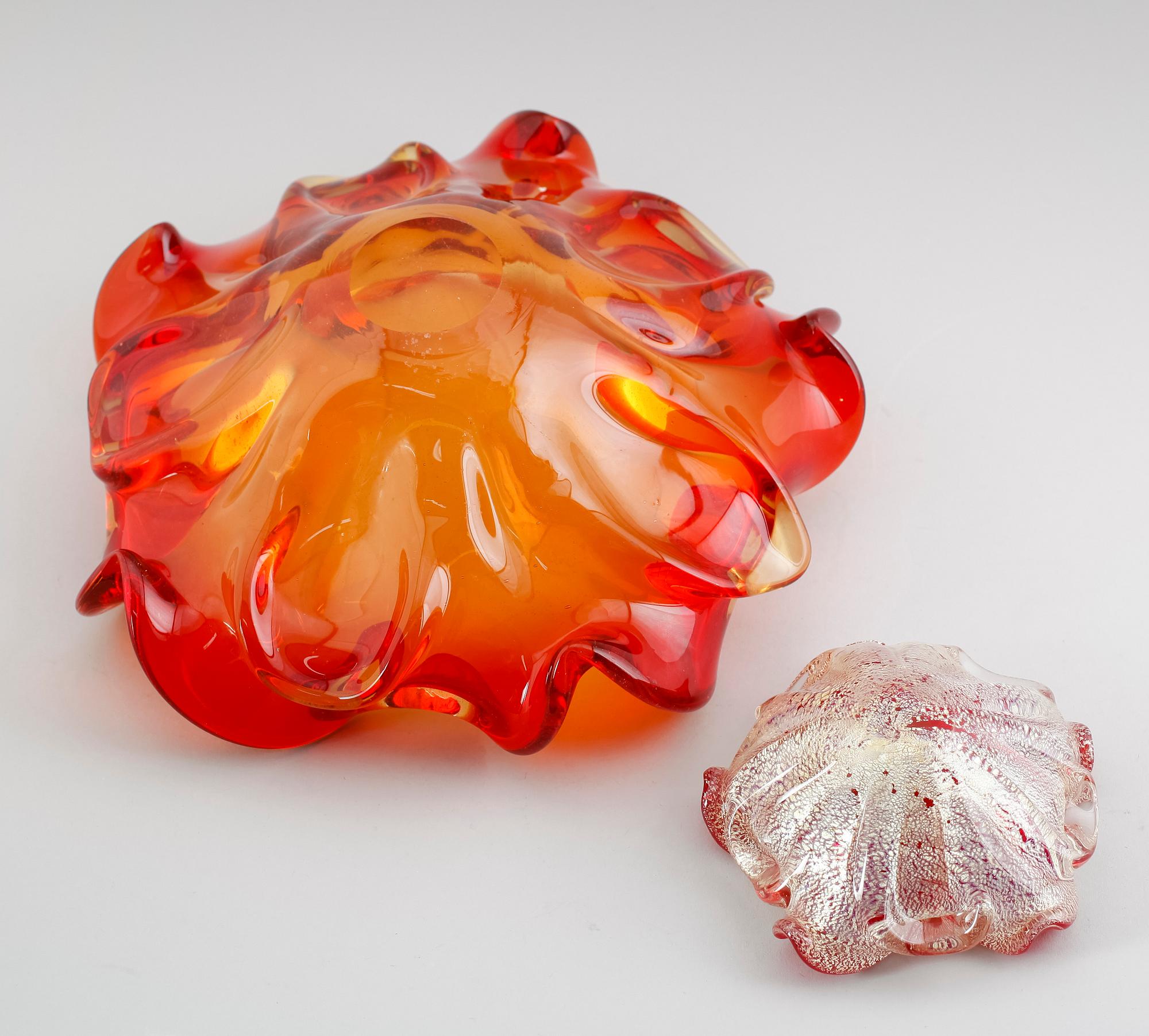 SKÅLAR, 2 st, glas, Murano, Italien, 1900-talets mitt.