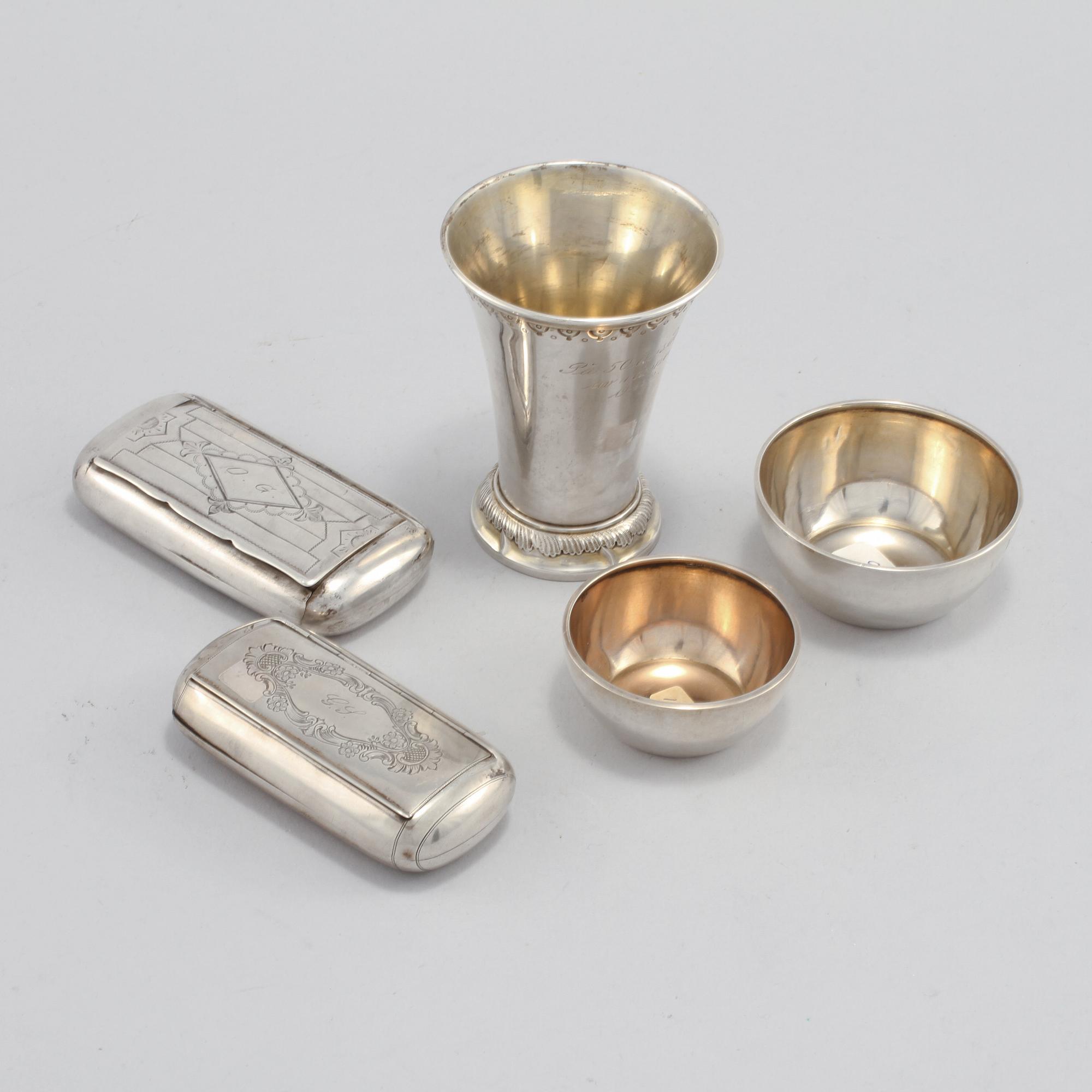 PARTI SILVER, 5 delar, 1900-tal, total vikt 248 g.