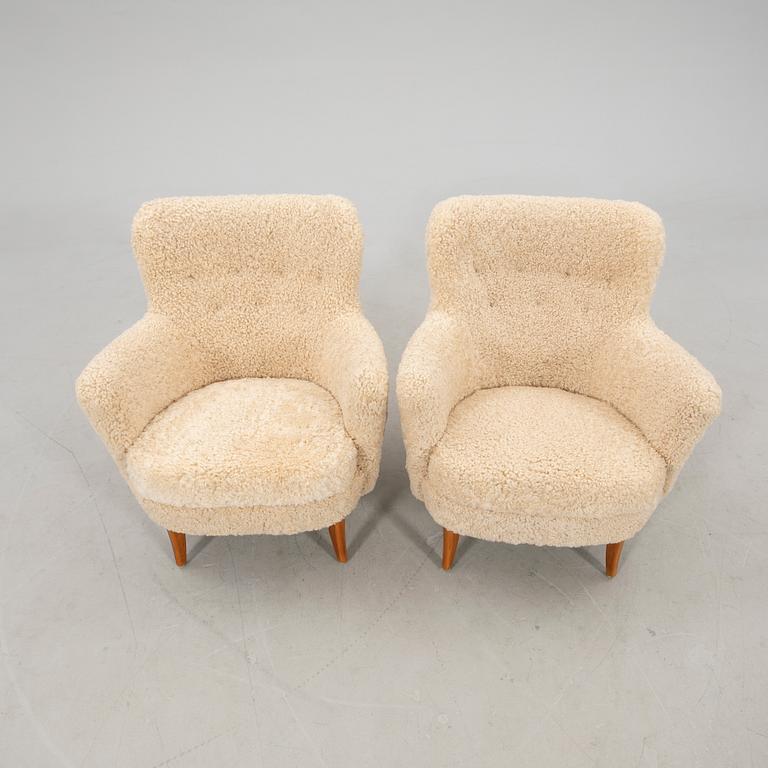 Armchairs, a pair of Swedish Modern 1940/50s.