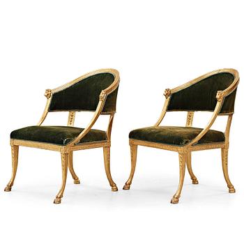 80. A pair of late Gustavian armchairs by Ephraim Ståhl (master in Stockholm 1794-1820).