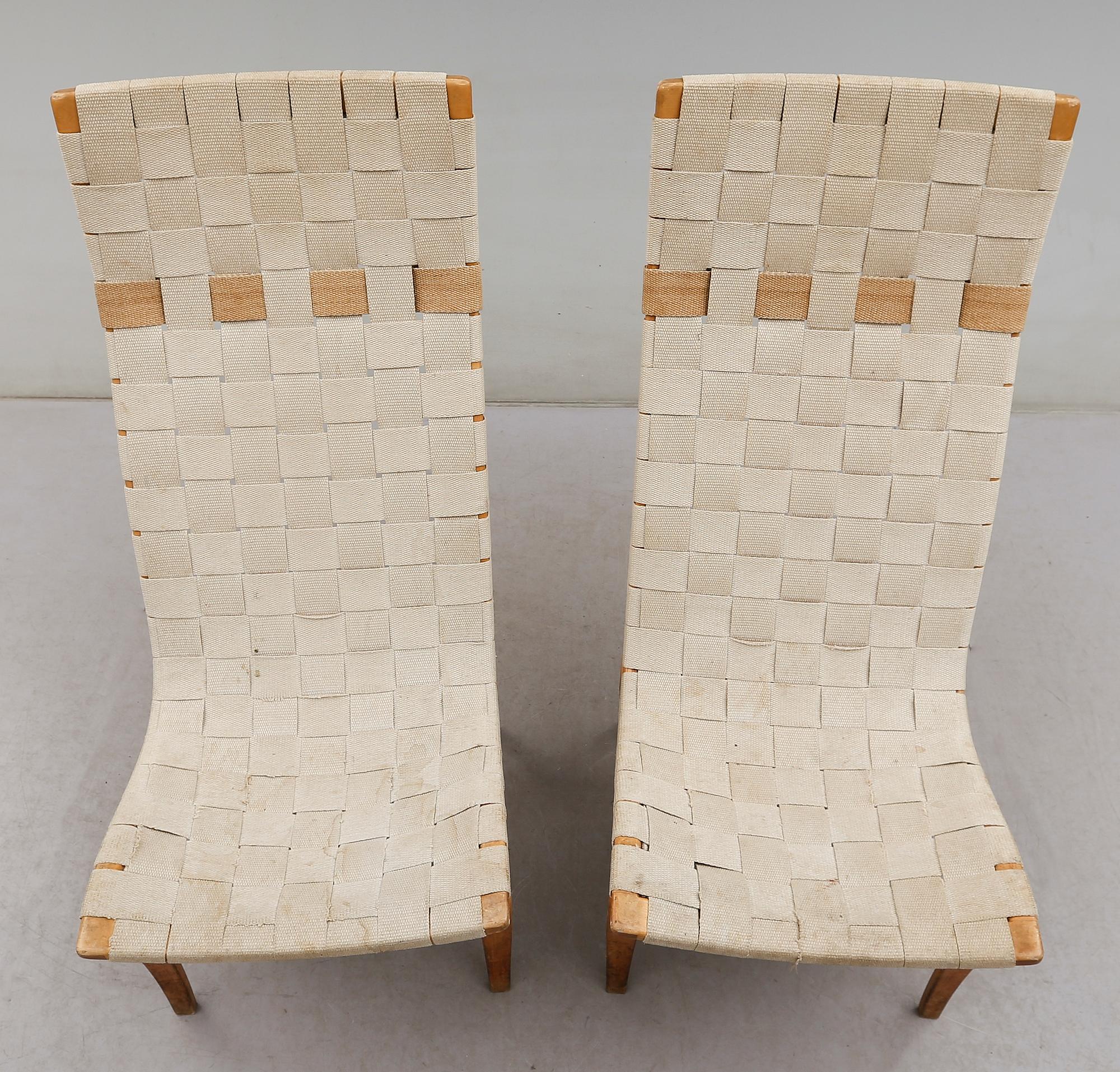 FÅTÖLJER, 1 par, " Eva hög", Bruno Mathsson, för Fima Karl Mathsson, Värnamo, 1900-talets andra hälft.