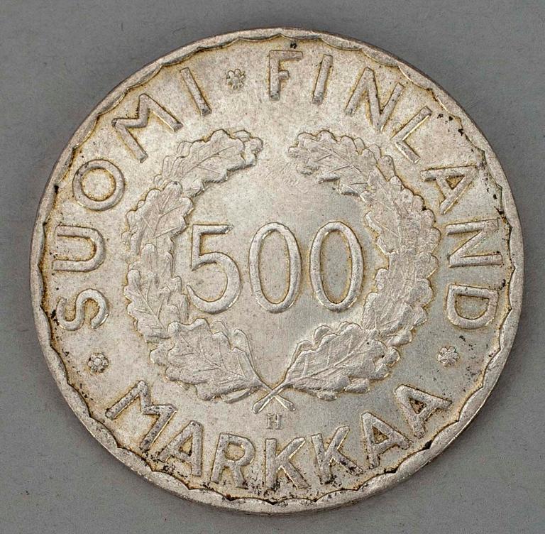 MINNESMYNT, silver, 500 mark, Finland 1952.