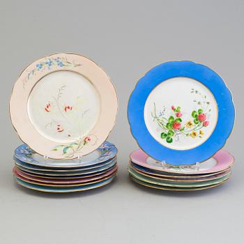 TALLRIKAR, 14 stycken, porslin, Gustavsberg, 1800-talets slut.