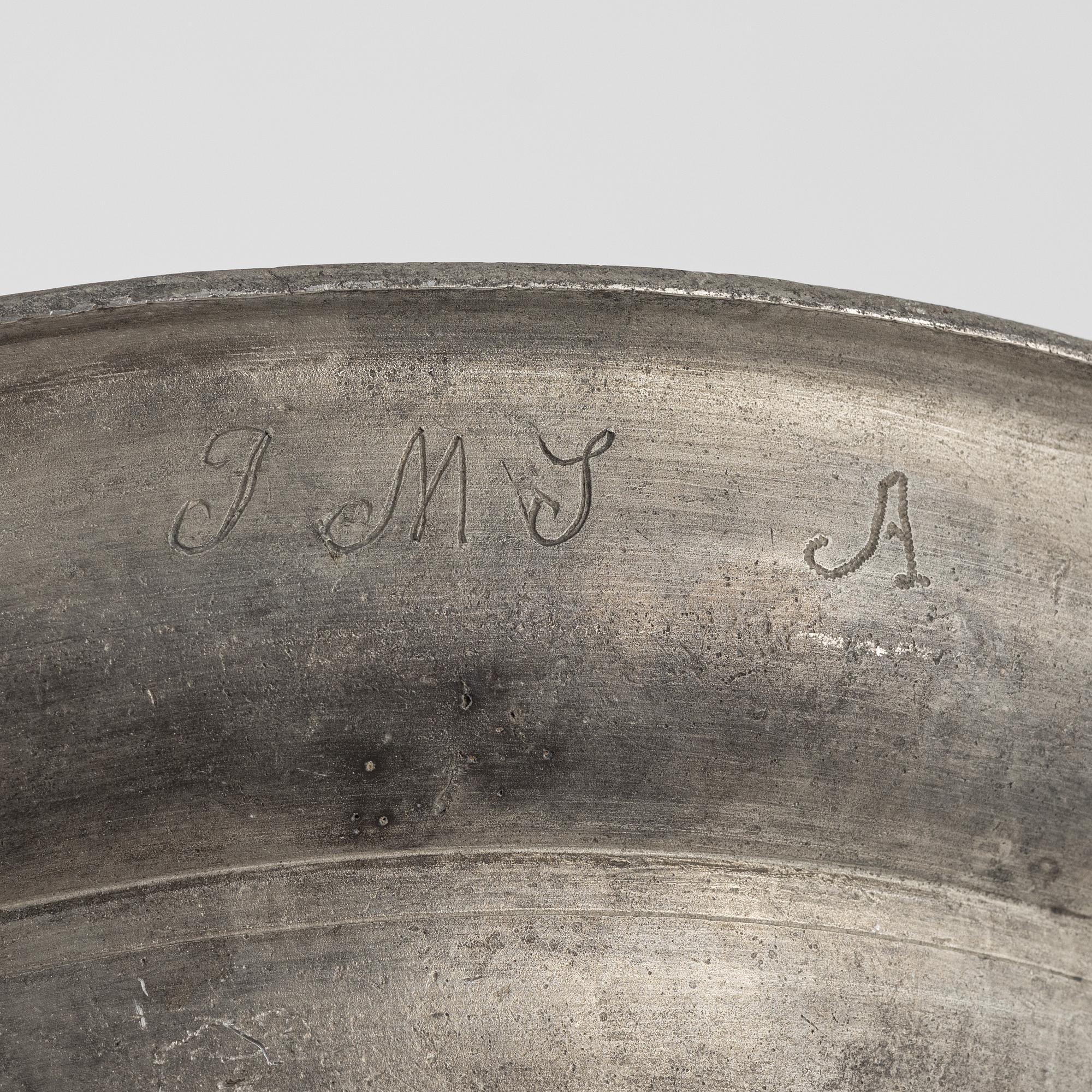 A group of eight Swedish pewter dishes, 18th-20th Century, including Mathias Norling, Jönköping, 1863.