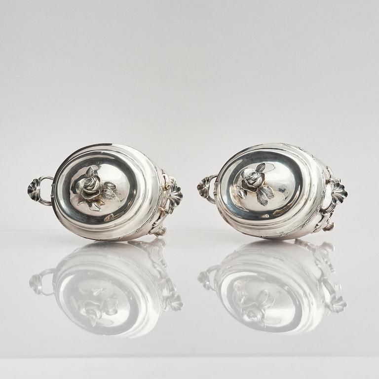 A pair of Swedish 18th century silver sugar bowls, marks of Henrik Wittkopf the younger and Pehr Zethelius, Stockholm.