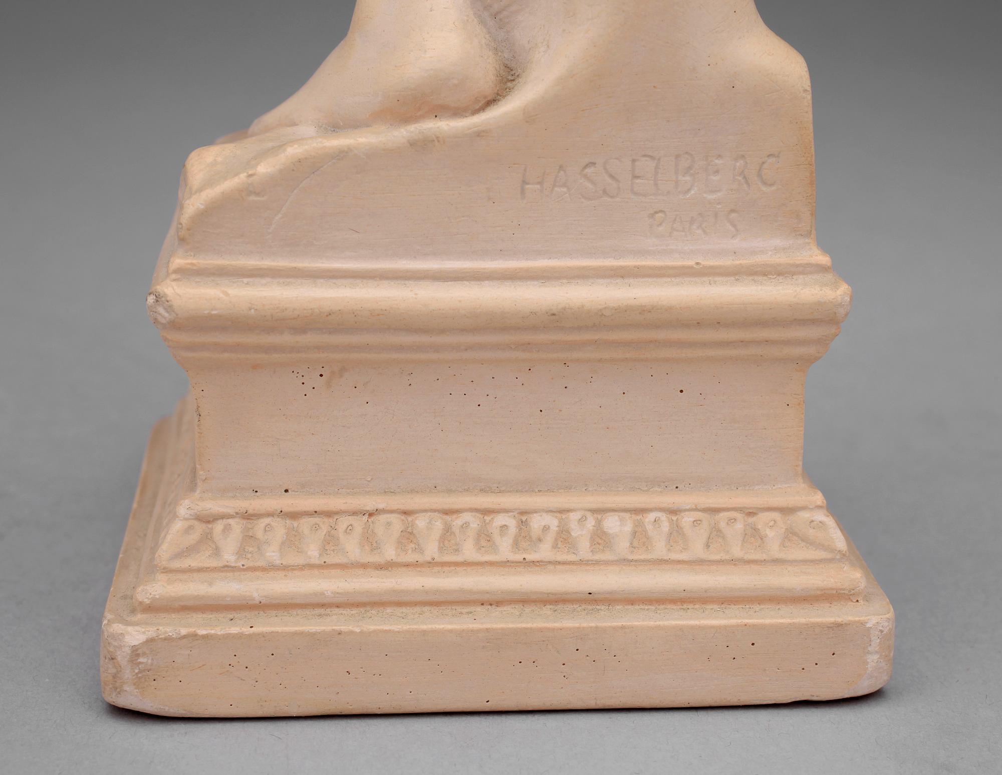 PER HASSELBERG, skulptur, gips, "Snöklockan",  sign, Paris, 1800/1900-tal.