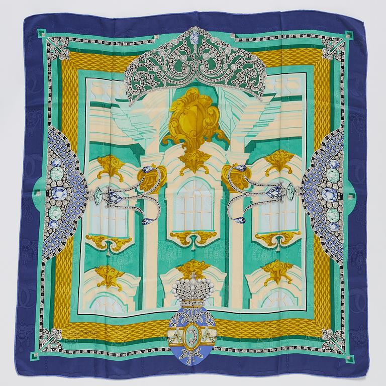 Cartier, a Crêpe de Chine jaquard silk scarf 'Saint-Pétersbourg'.