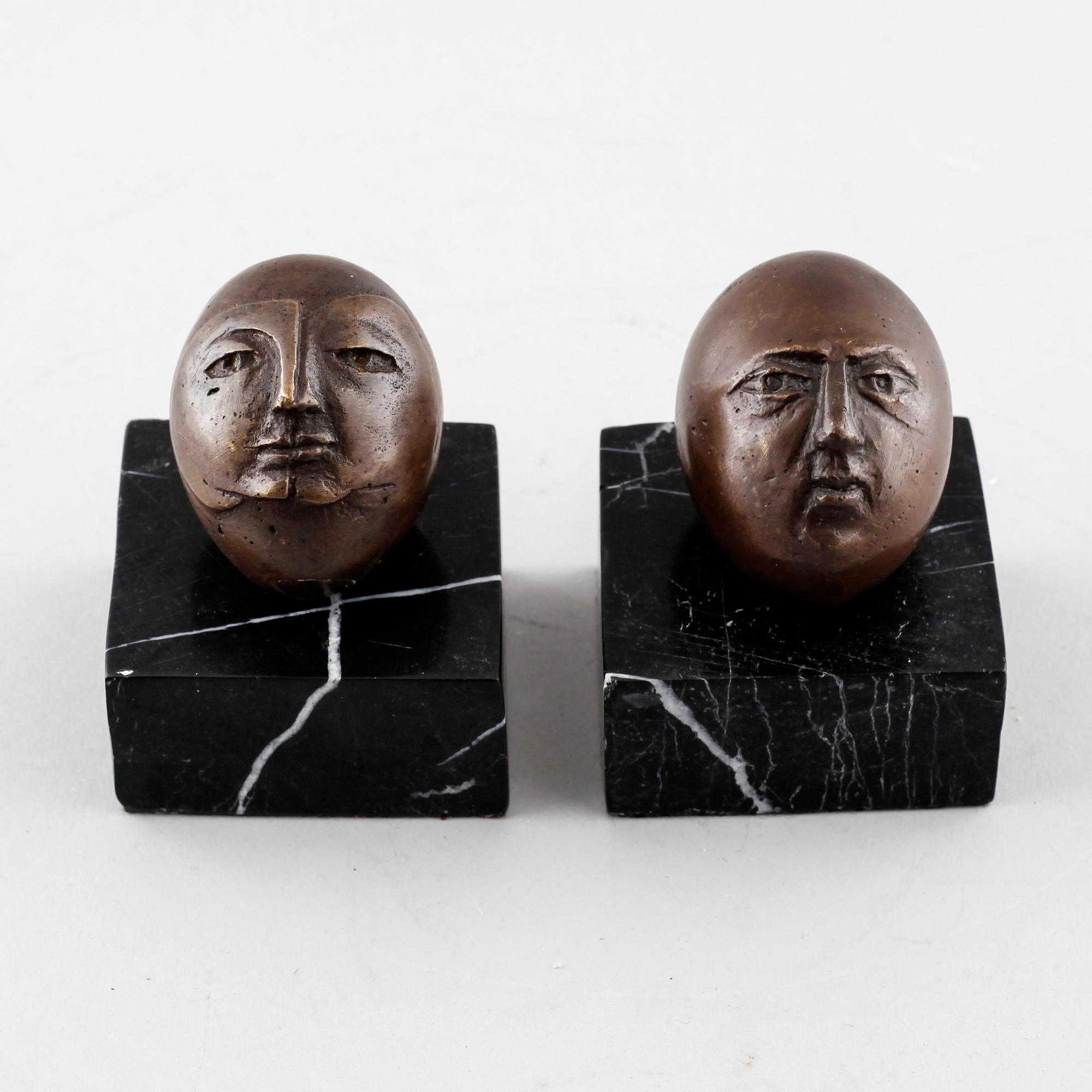 UNKNOWN ARTIST, two bronze sculptures, signed 'O.W.' and numbered 9/100 and 11/100.