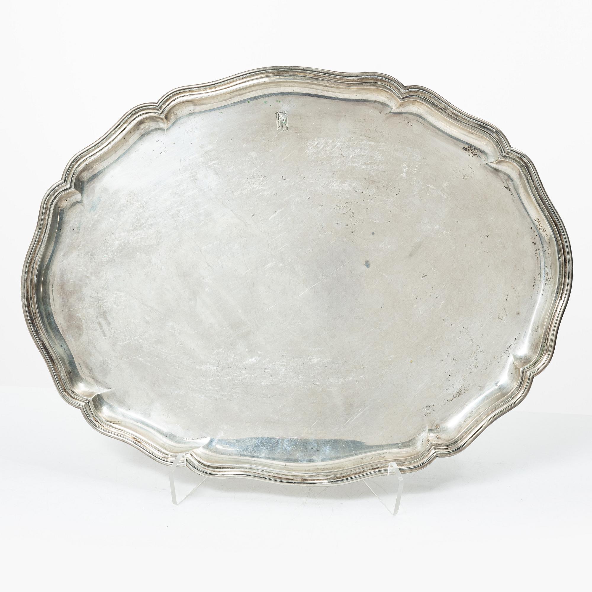 Bricka, silver, svensk importstämpel, 1900-tal.