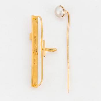 LAPPONIA slipshållare, 18K GULD OCH SLIPSNÅL G.DAHLGREN & Co med bouton pearl, 18K guld.