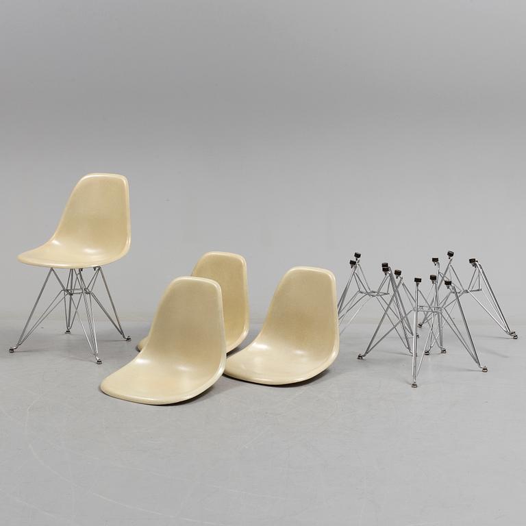 A 'DSR' chair and three loose seat  by Charles & Ray Eames for Vitra, 1960s/70s.