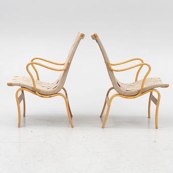 Bruno Mathsson, a pair of 'Eva' armchairs, Karl Mathsson Värnamo 1961 and 1962.