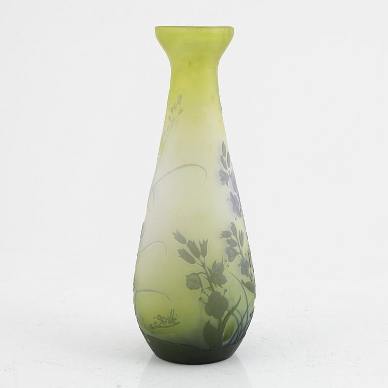 Emile Gallé, vase, glass, Art Nouveau, Nancy, France, early 20th century.