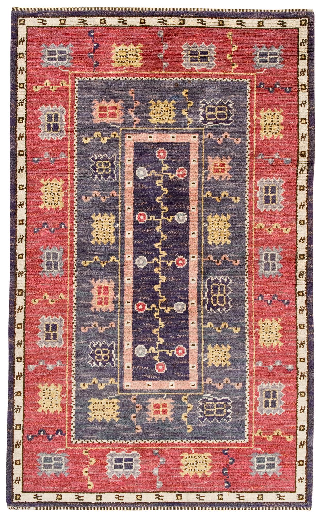 MATTA. "Ryttmästarens matta". Flossa. 258,5 x 155,5 cm. Signerad AB MMF (AB Märta Måås-Fjetterström).