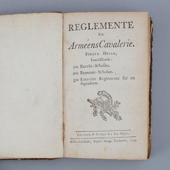 A swedish book on the army cavalry, 1779.