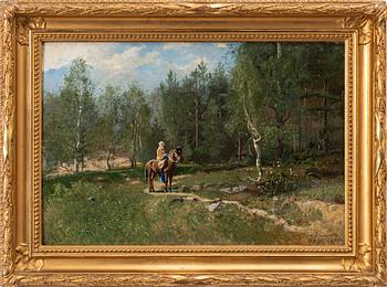 Hjalmar Sandberg, Landskap med ridande dam.