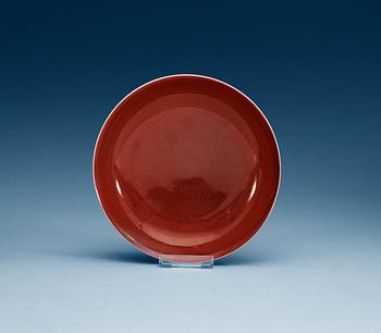 A 'sang de boef' glazed dish, Qing dynasty, with Yongzheng four character mark and period (1723-35).
